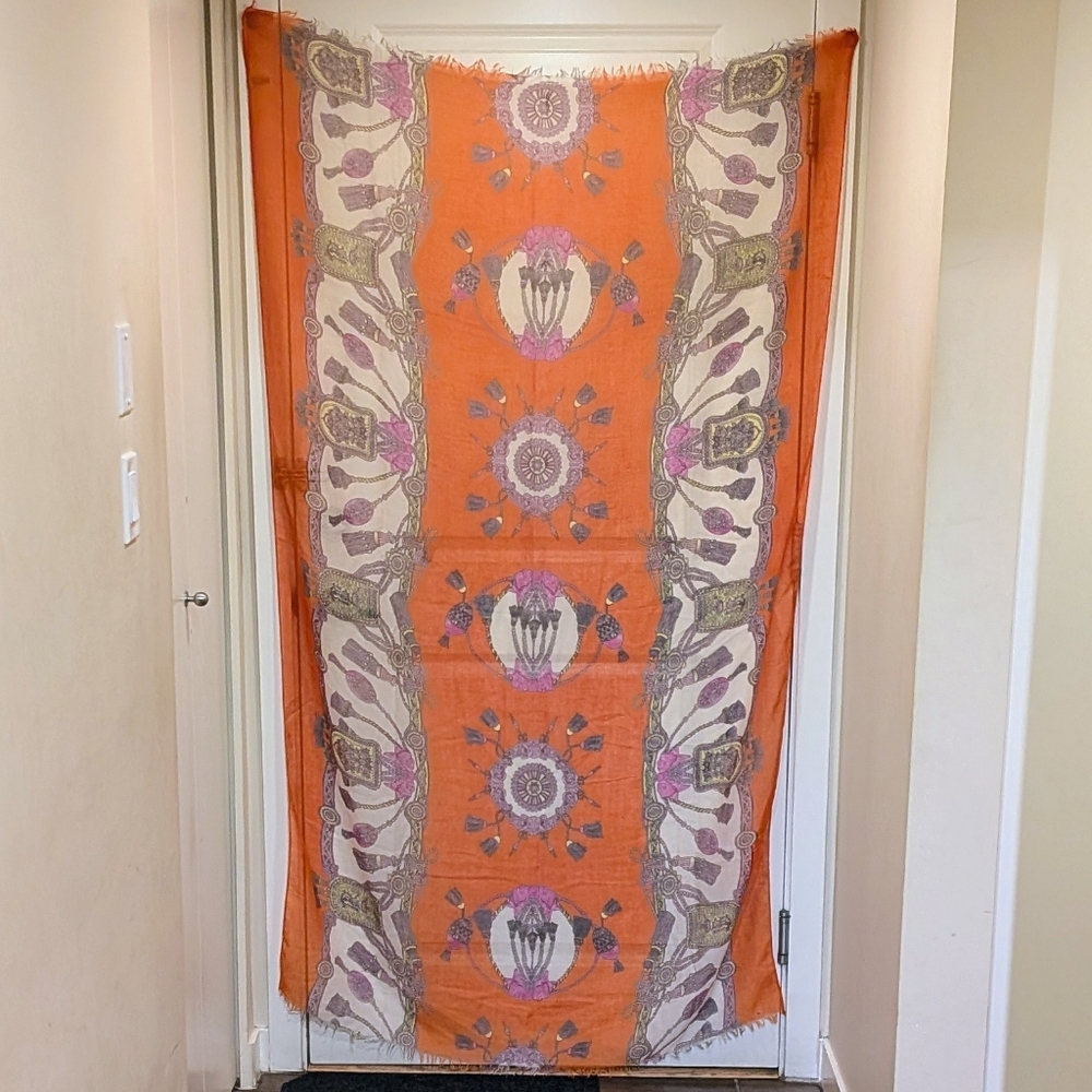 3/$30 EUC Ardene 40"x70" Massive Orange and Purple Sheer Scarf Wrap - Picture 5 of 5